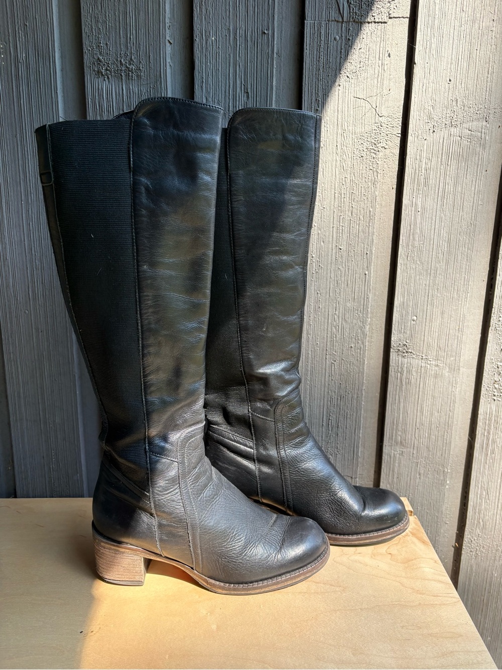 Dune London Black Leather Over-the-Knee Boots